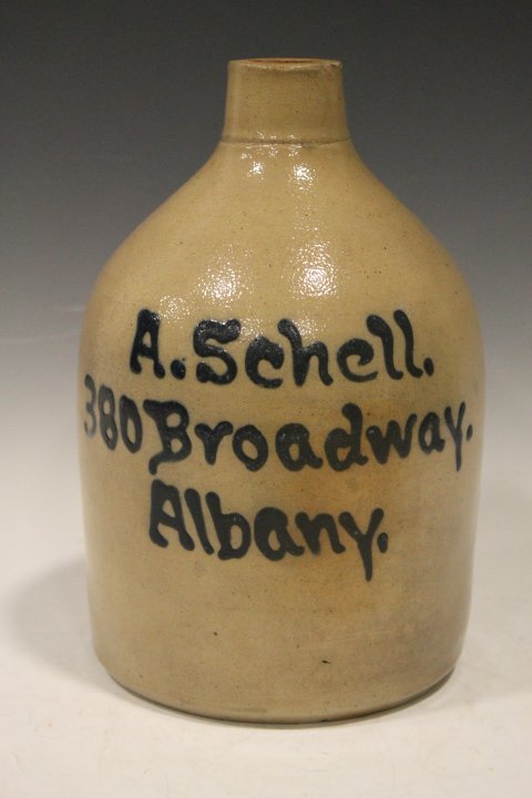 Albany NY Advertising Jug - Schell, Hand-Lettering (1 of 2)