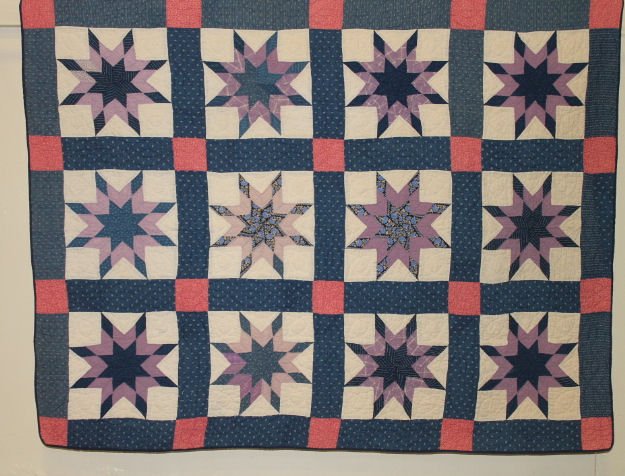 8-Point Star Pattern Quilt - Blue Banding (1 of 1)