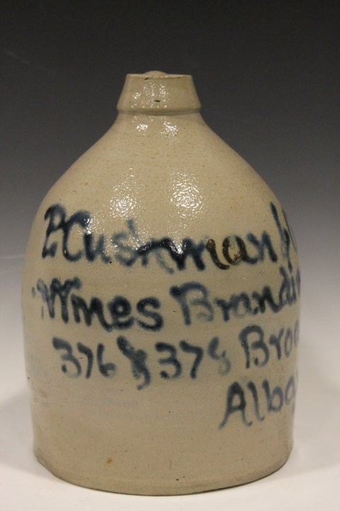 Albany NY Advertising Jug - P. Cushman (1 of 2)