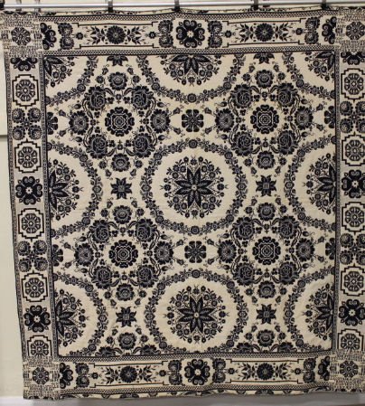 Blue & White Coverlet NY Signed and Dated 1856 (1 of 3)