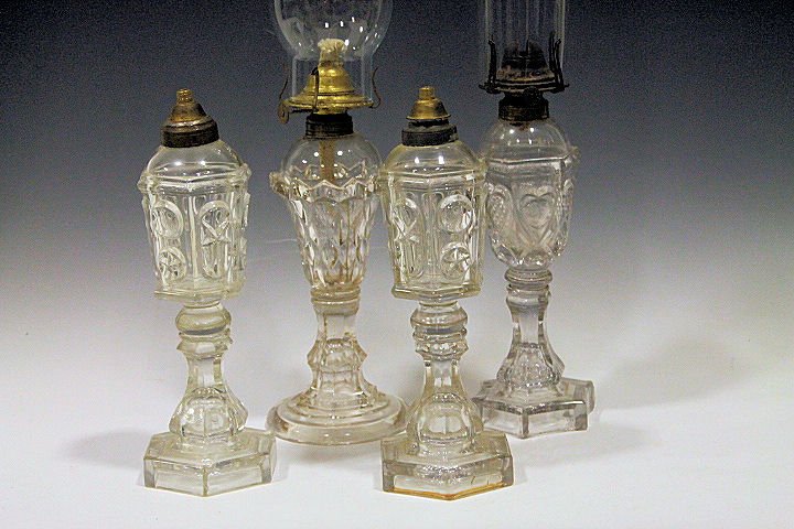 19th C Pressed Glass Fluid Lamps - Heart Form, Others (1 of 2)
