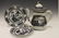 Black Transferware Coffeepot & 2 Plates 19th C