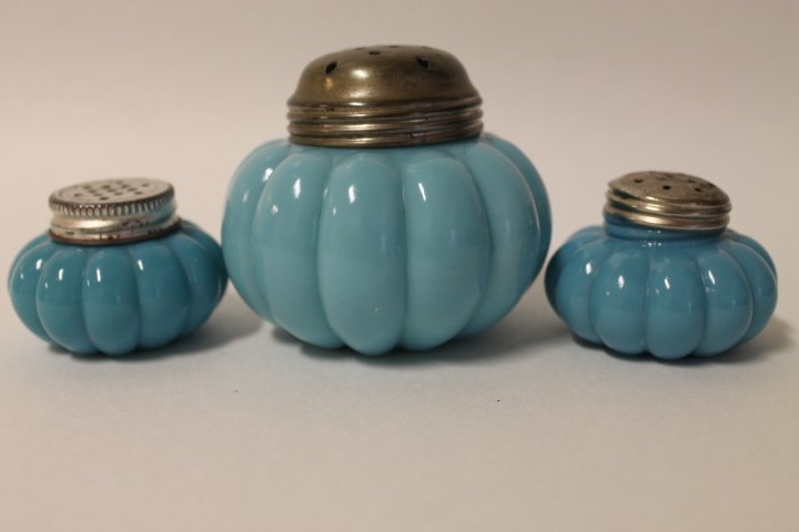 Victorian Little Shrimp Blue Salt Shakers & Sugar (1 of 1)