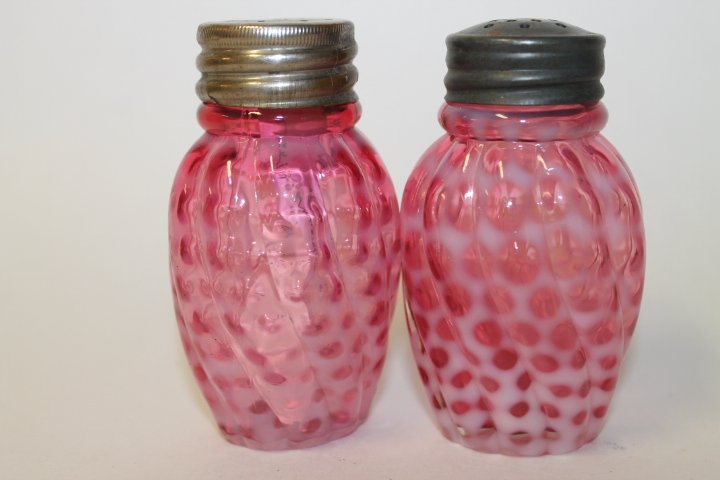 Victorian Collared Reverse Polka Dot Swirl Salt Shakers (1 of 1)