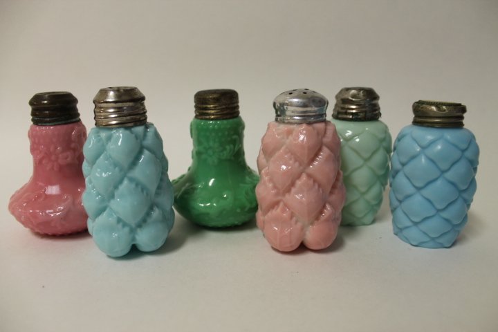 Victorian Colored Glass Salt Shakers - 3 Pairs (1 of 1)