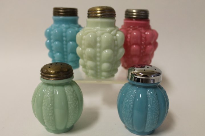 Victorian Colored Glass Salt Shakers - Group of 5 (1 of 1)