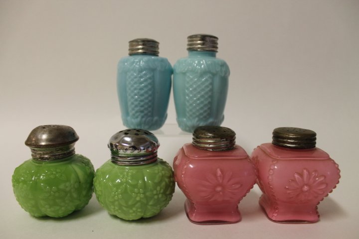 Victorian Colored Glass Salt Shakers - 3 Pair (1 of 1)
