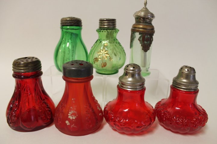 Victorian Colored Glass Salt Shakers - Group of 7 (1 of 1)