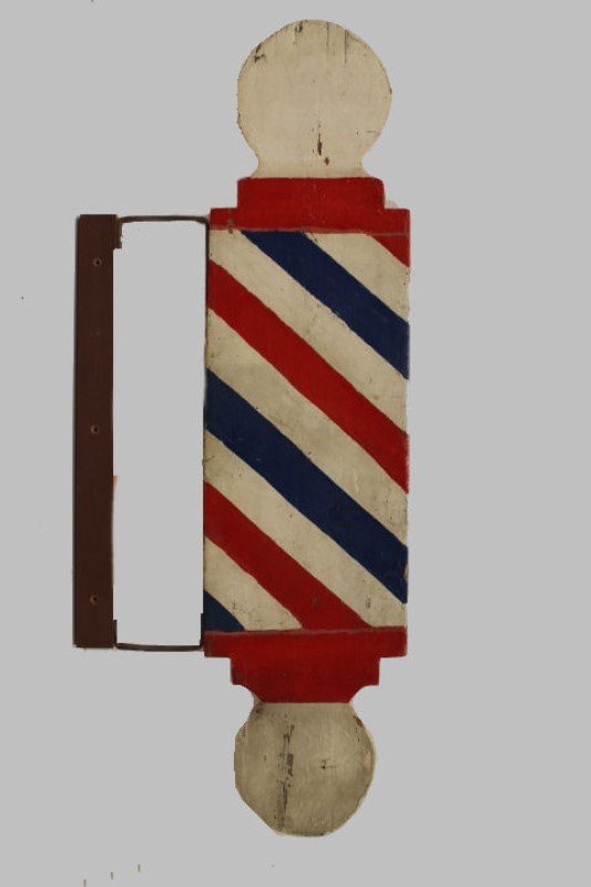 Wooden Folk Art Barber 2-Sided Pole Early 20th C. (1 of 2)