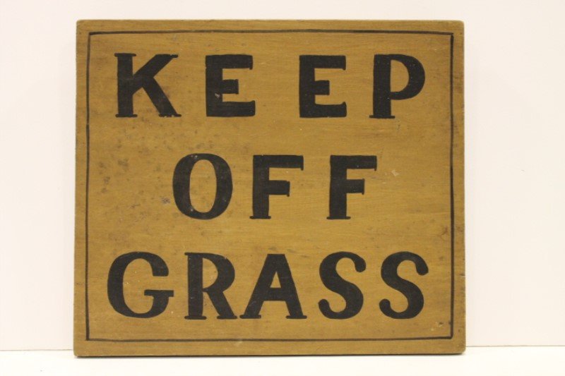 Wooden 1940-1960s Keep Off Grass Sign (1 of 2)