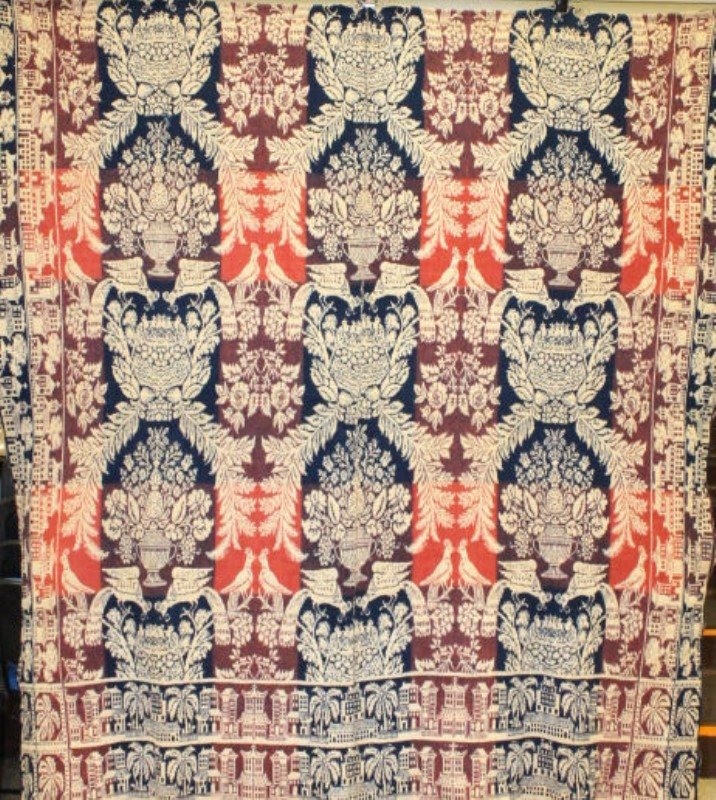 1850s Ohio Coverlet - Birds in Nests, Peacocks, Etc (1 of 2)