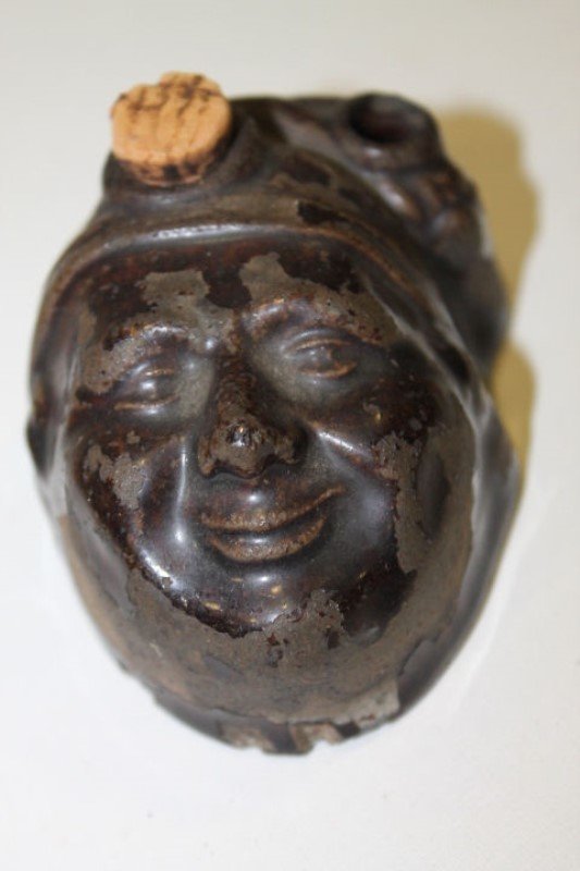 Inkwell Man's Head in Nightcap  - Glazed Pottery (1 of 1)