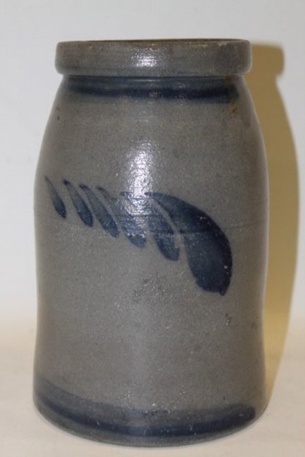 Cobalt Feathered Stoneware Wax Sealer Jar (1 of 1)