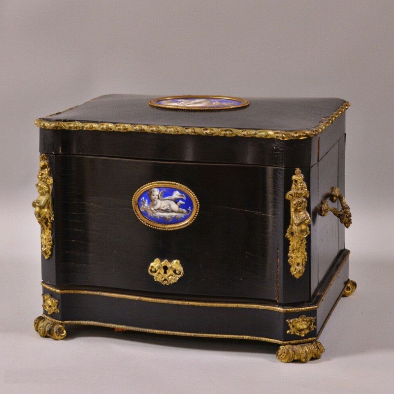 Victorian Liquor Box w/ Porcelain Medallions (1 of 2)