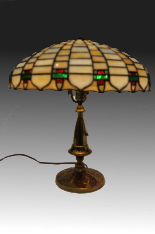 1910 Lamb Bros Leaded Glass Table Lamp (1 of 4)