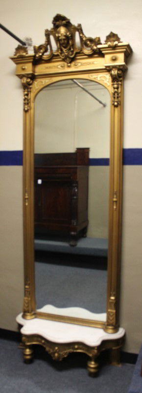Tall Fancy Giltwood Pier Mirror -Marble Base (1 of 7)