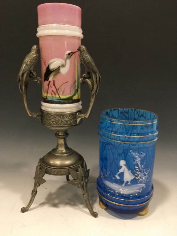 Victorian Vases Mary Gregory & Egret (1 of 1)