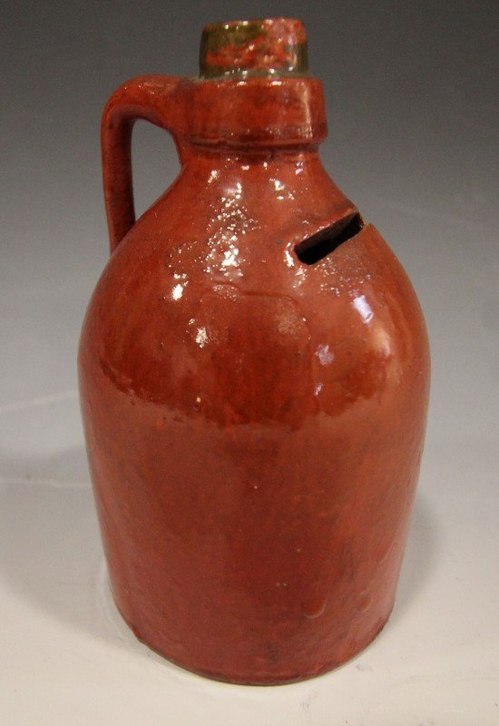 Glazed Redware Jug Bank - 19th C. (1 of 1)