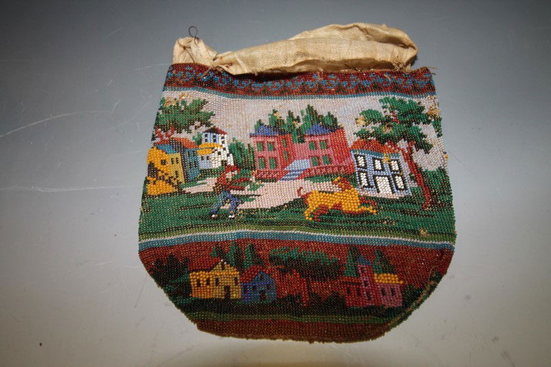 19th C Scenic Beaded Purse & Print (1 of 2)