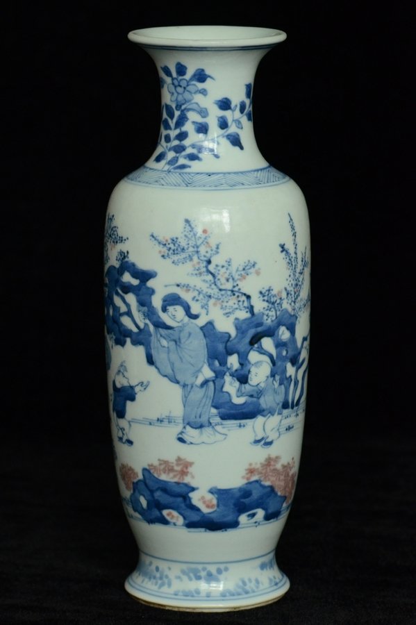 $1 Chinese BW Red Underglaze Vase Figure (1 of 10)