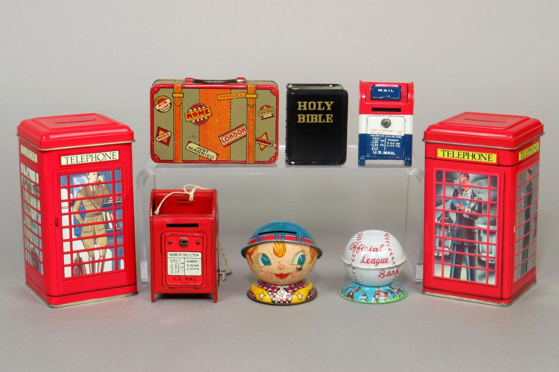 Lot of 8 Tin Misc. Banks (1 of 2)