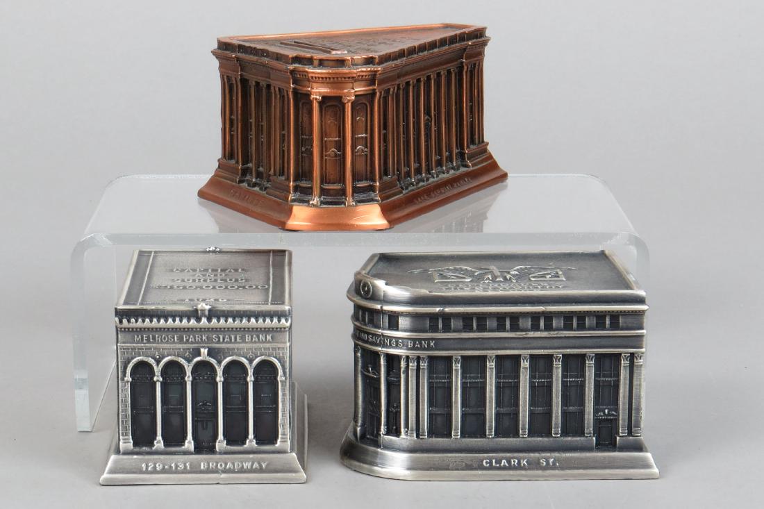 Lot of 3 Lead Repro Building Banks (1 of 1)