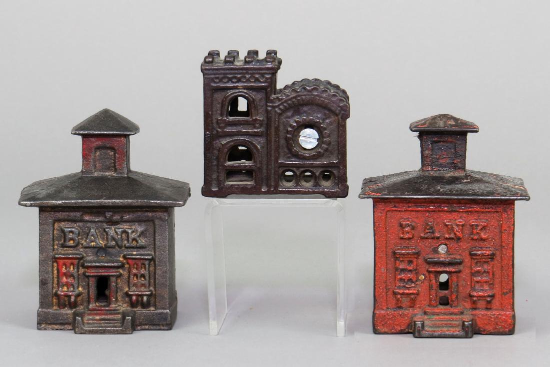 Lot of 3 CI Building Banks (1 of 2)