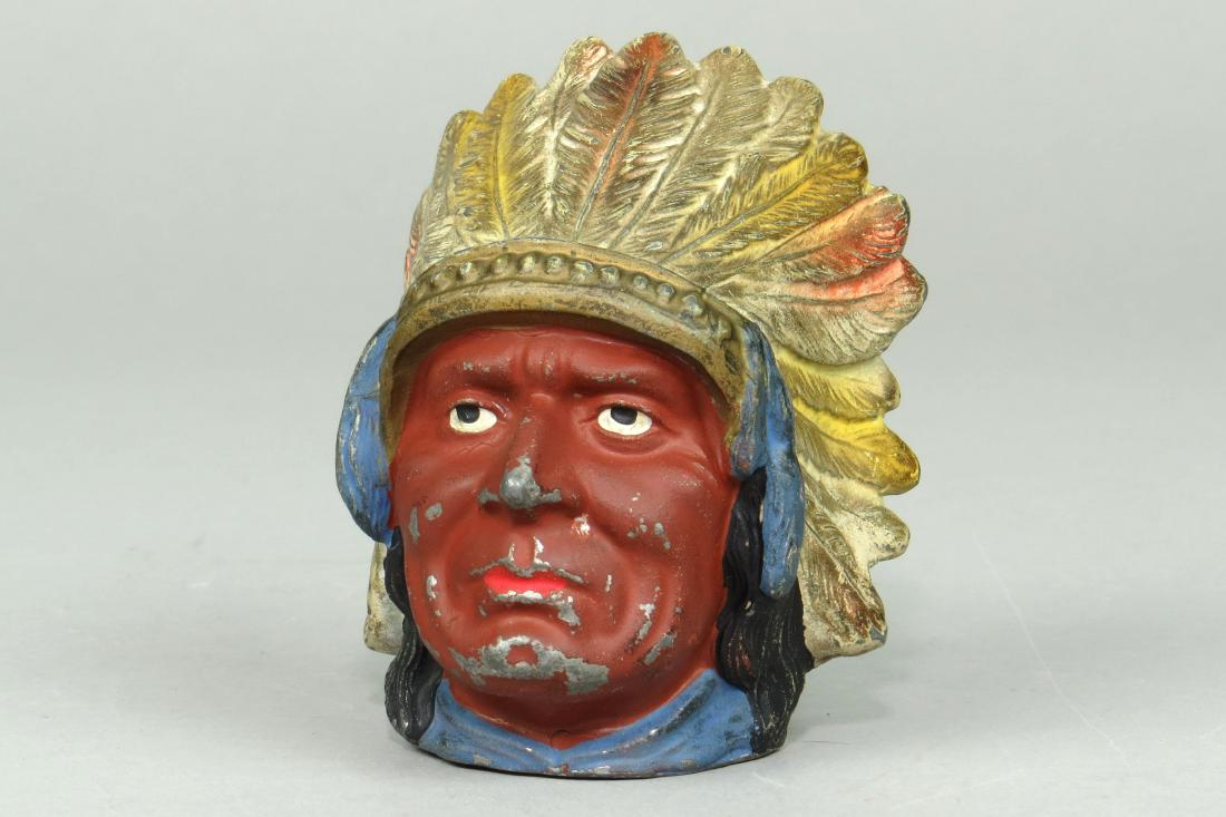 Lead Indian Bust w/Headdress Bank (1 of 3)