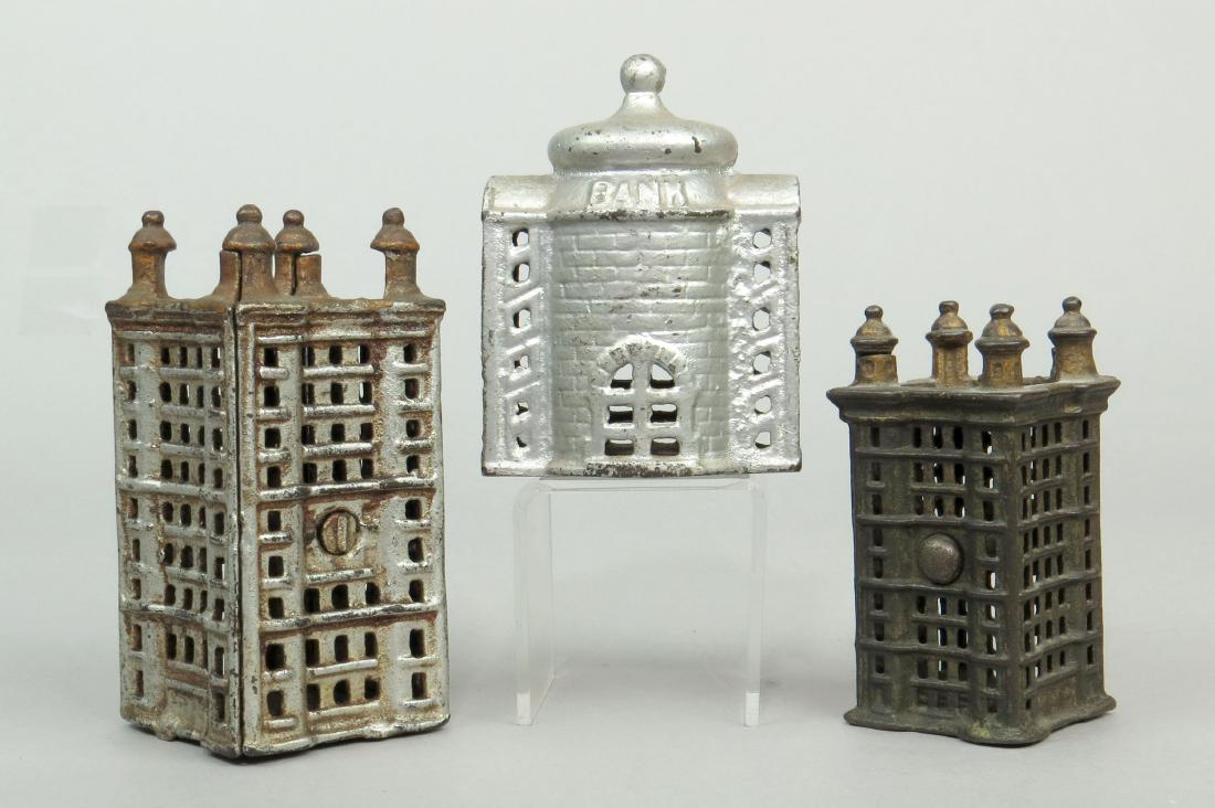 Lot of 3 CI Building Banks (1 of 2)