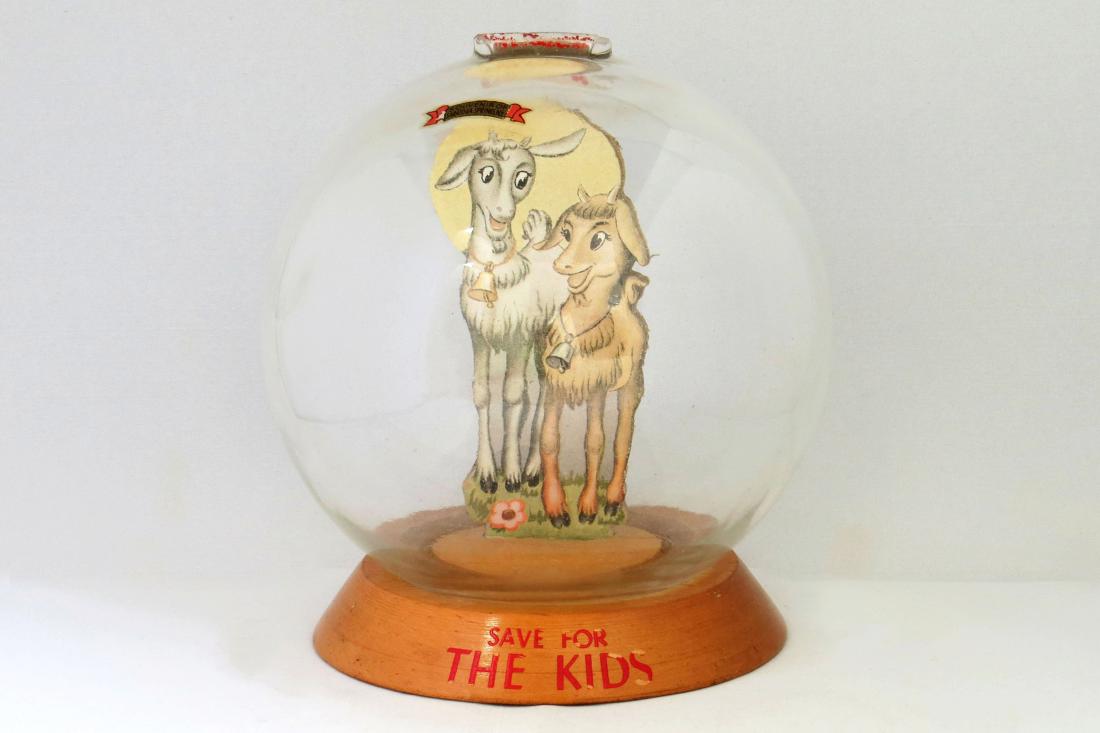 Glass/Wood "Save for the Kids" Bubble Bank (1 of 3)