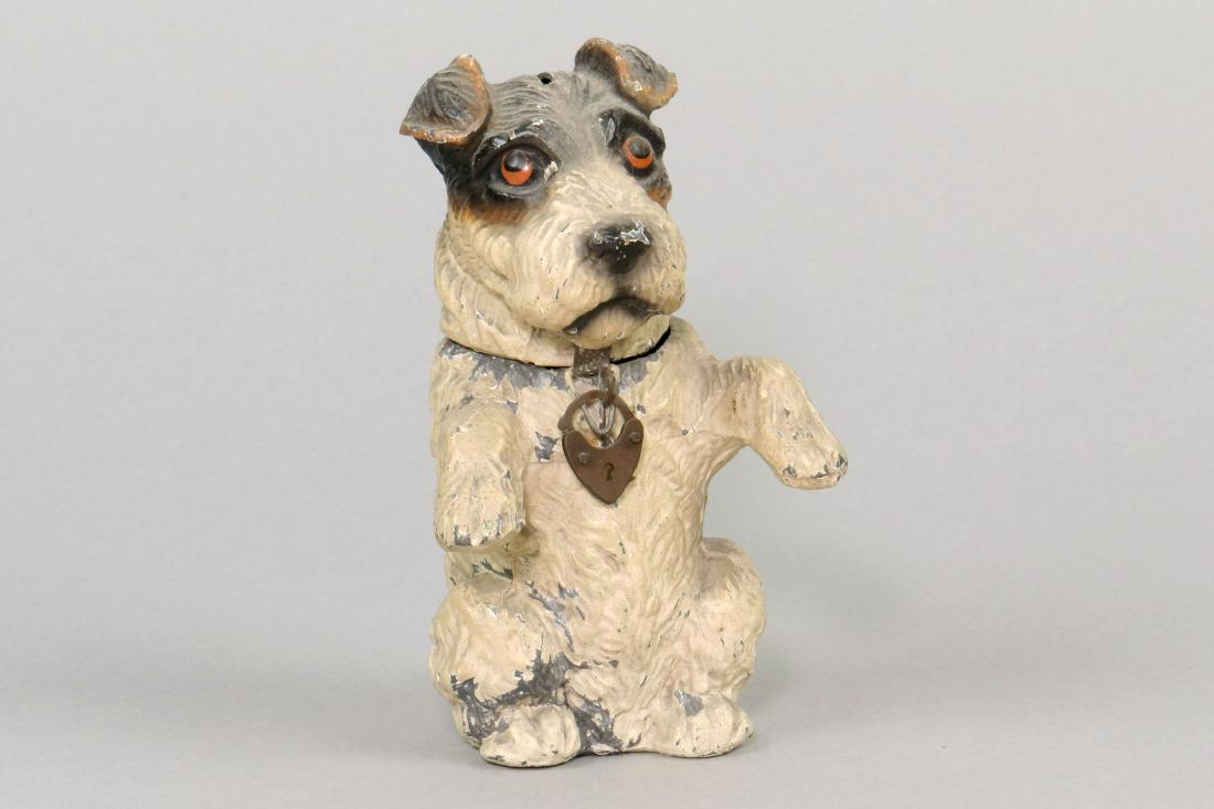 Spelter Seated Terrier Bank (1 of 2)
