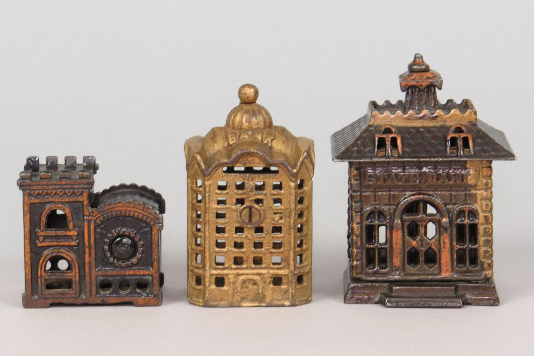 Lot of 3 CI Building Banks (1 of 2)