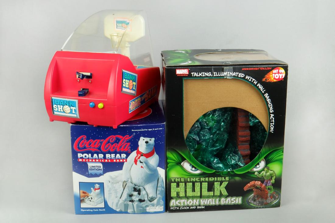 Lot of 3 Plastic Modern Mechannical Banks (1 of 1)