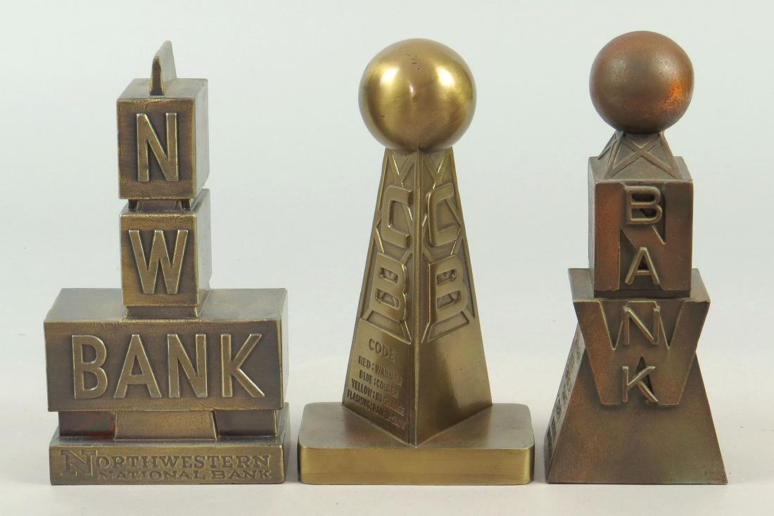 Lot of 3 PM Misc. Banks: 3 Misc. Banks, PM: "Northwestern National Bank"; "Citizens Bank" w/key; "Northwestern National Weatherball"