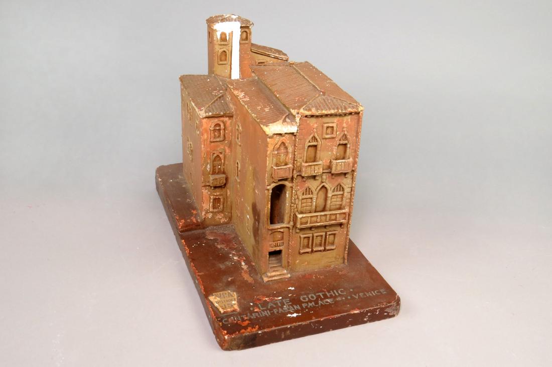 Chalk Souvenir Building "Late Gothic": Souvenir Bldg., Chalk, "Late Gothic", marked "WPA" "District 15", some damage, 7 1/4" W x 14 1/8" D
