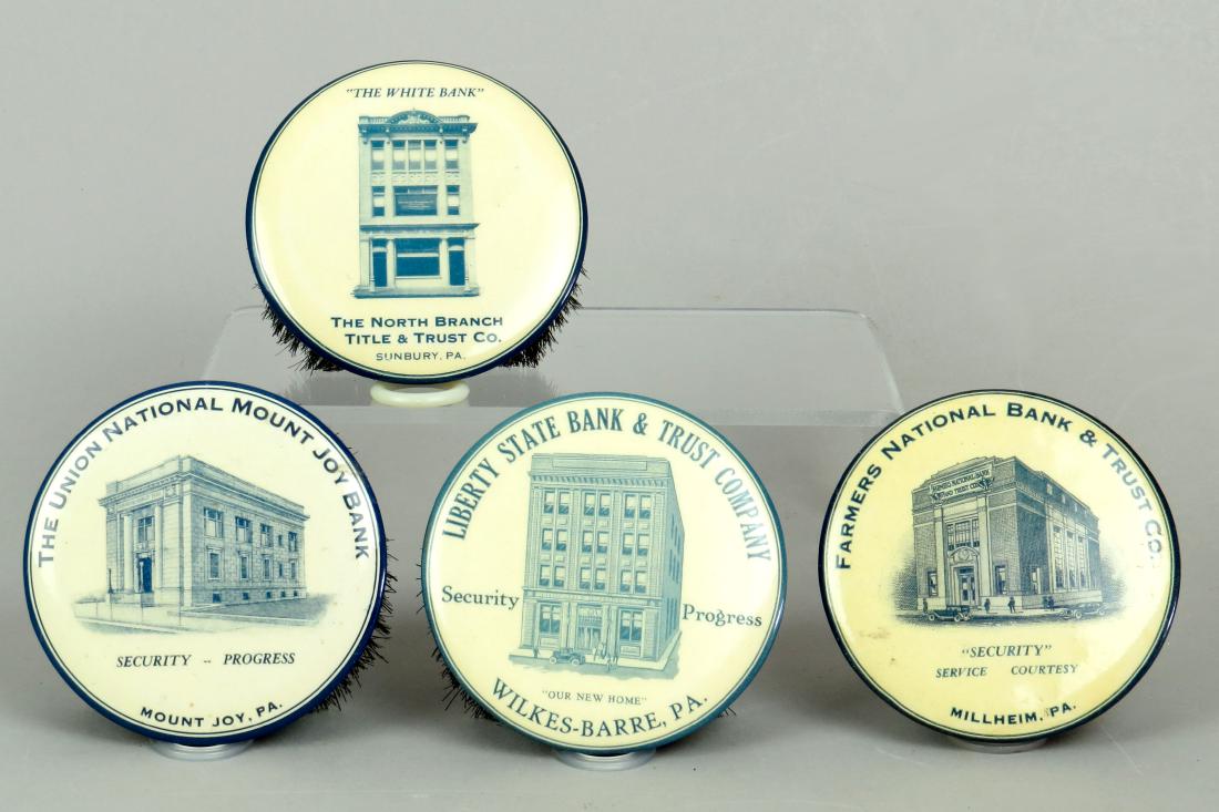 Lot of 4 Pennsylvania Celluloid Bank Adv. Brushes (1 of 1)