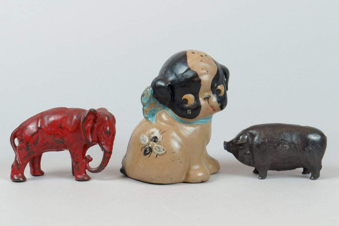 Lot of 3 CI Animal Banks