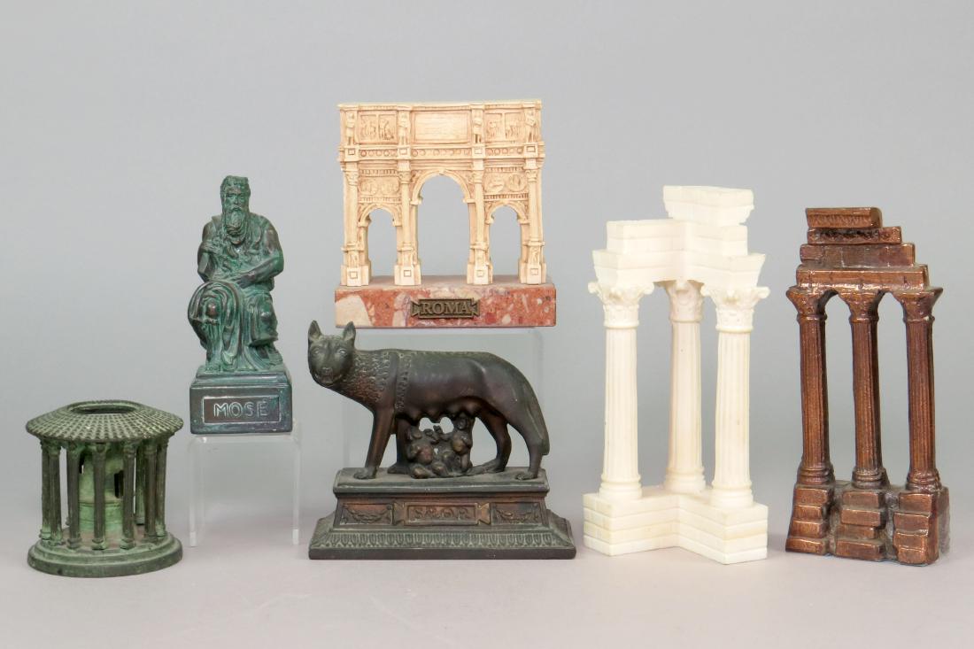 Lot of 6 Brass/Chalk Roman Souvenir Buildings (1 of 1)