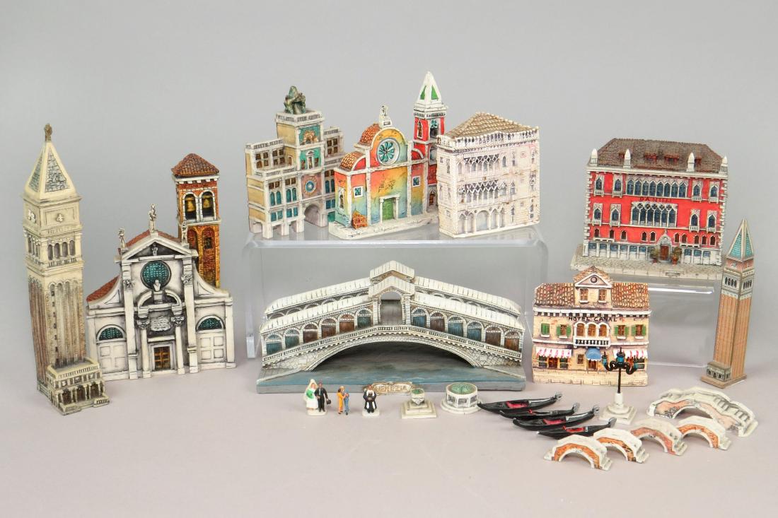 Lot of 9 Ceramic Venetian Souvenir Buildings (1 of 1)