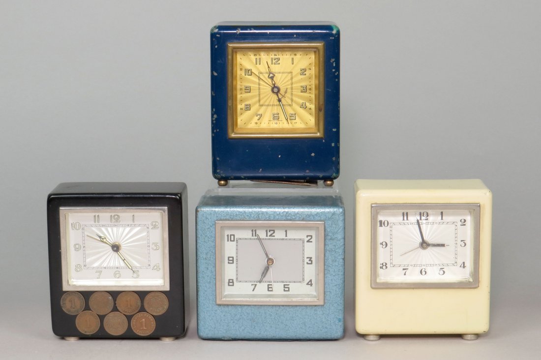 Lot of 4 Glass/Metal Clock Banks (1 of 1)