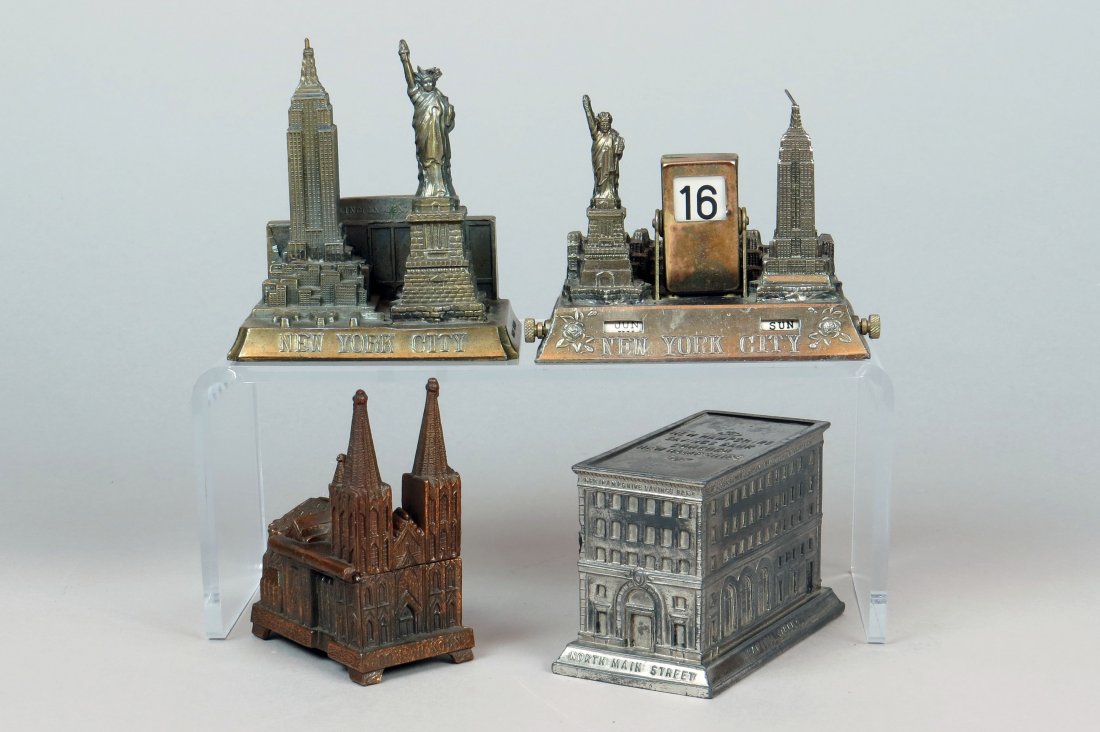 Lot of 4 PM/Lead City Scapes and Building Banks (1 of 2)