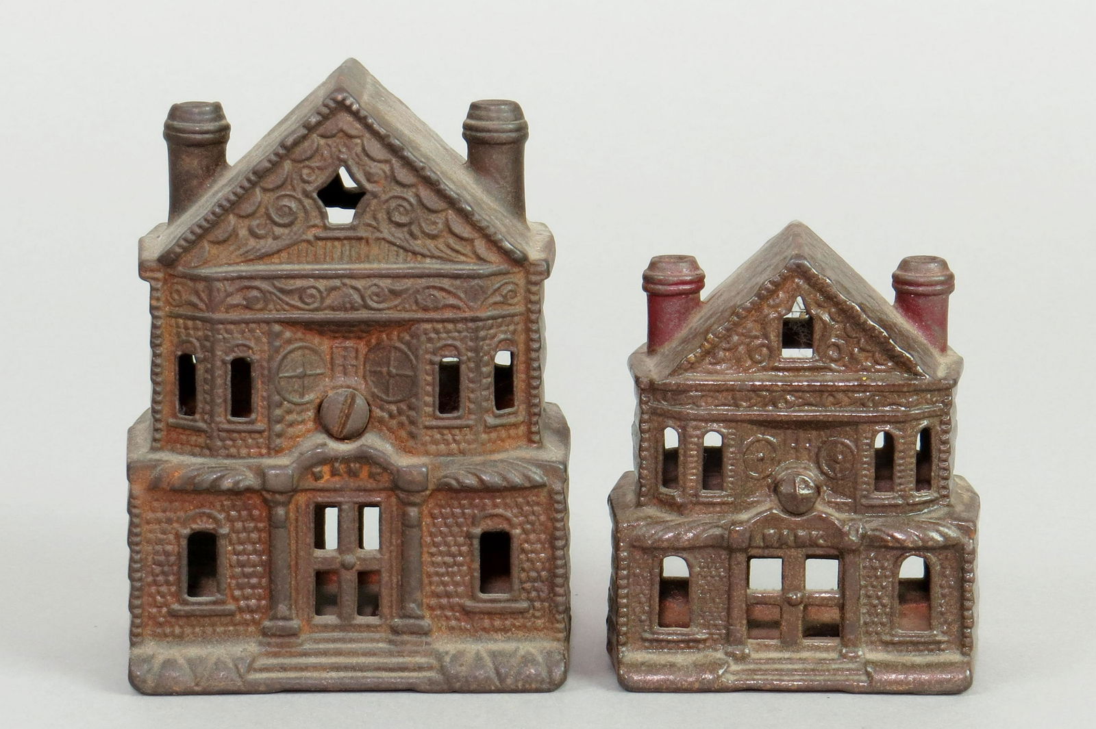 Lot of 2 CI Victorian Building Banks (1 of 2)