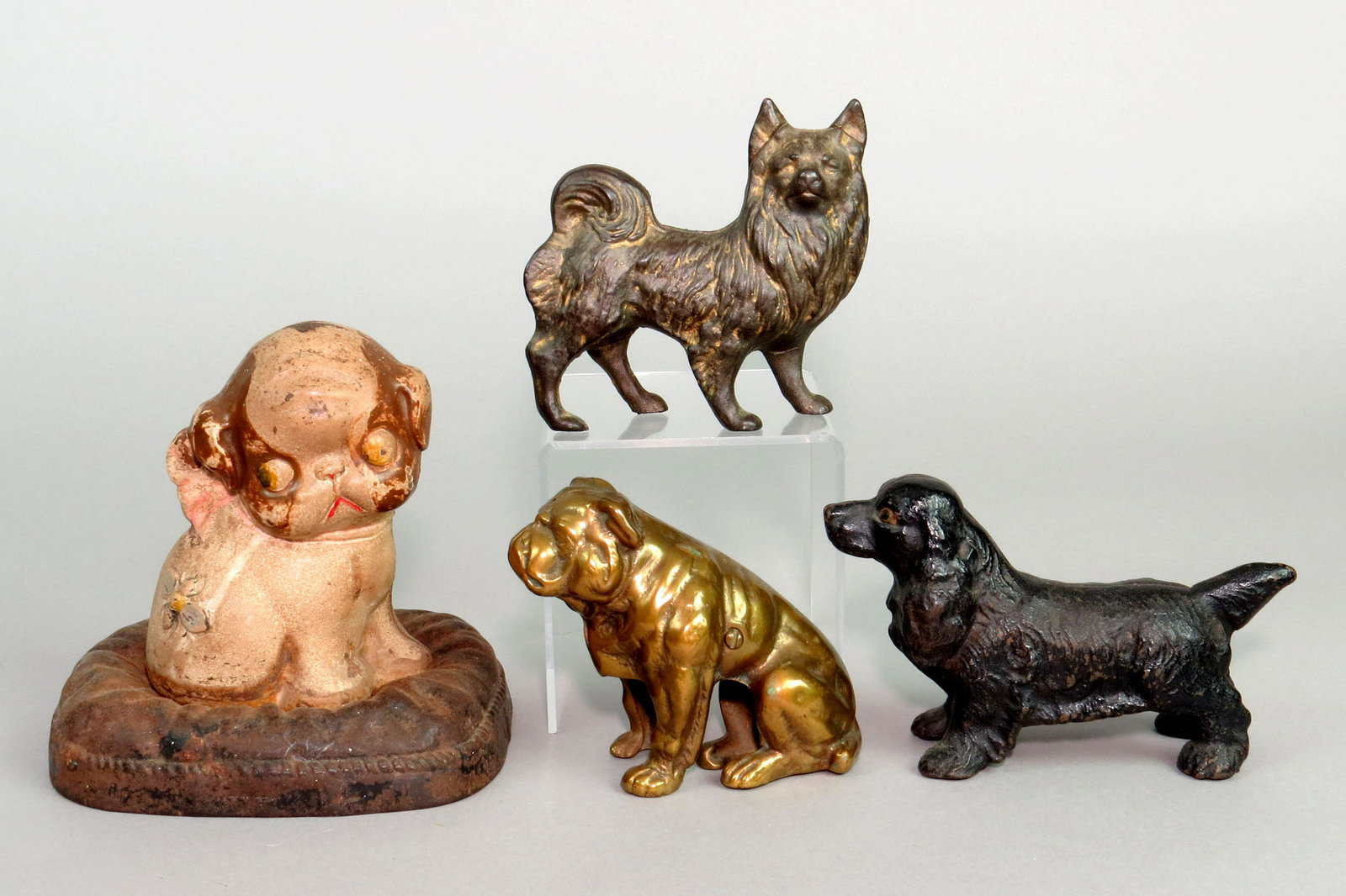Lot of 4 CI/Brass Dog Banks (1 of 2)