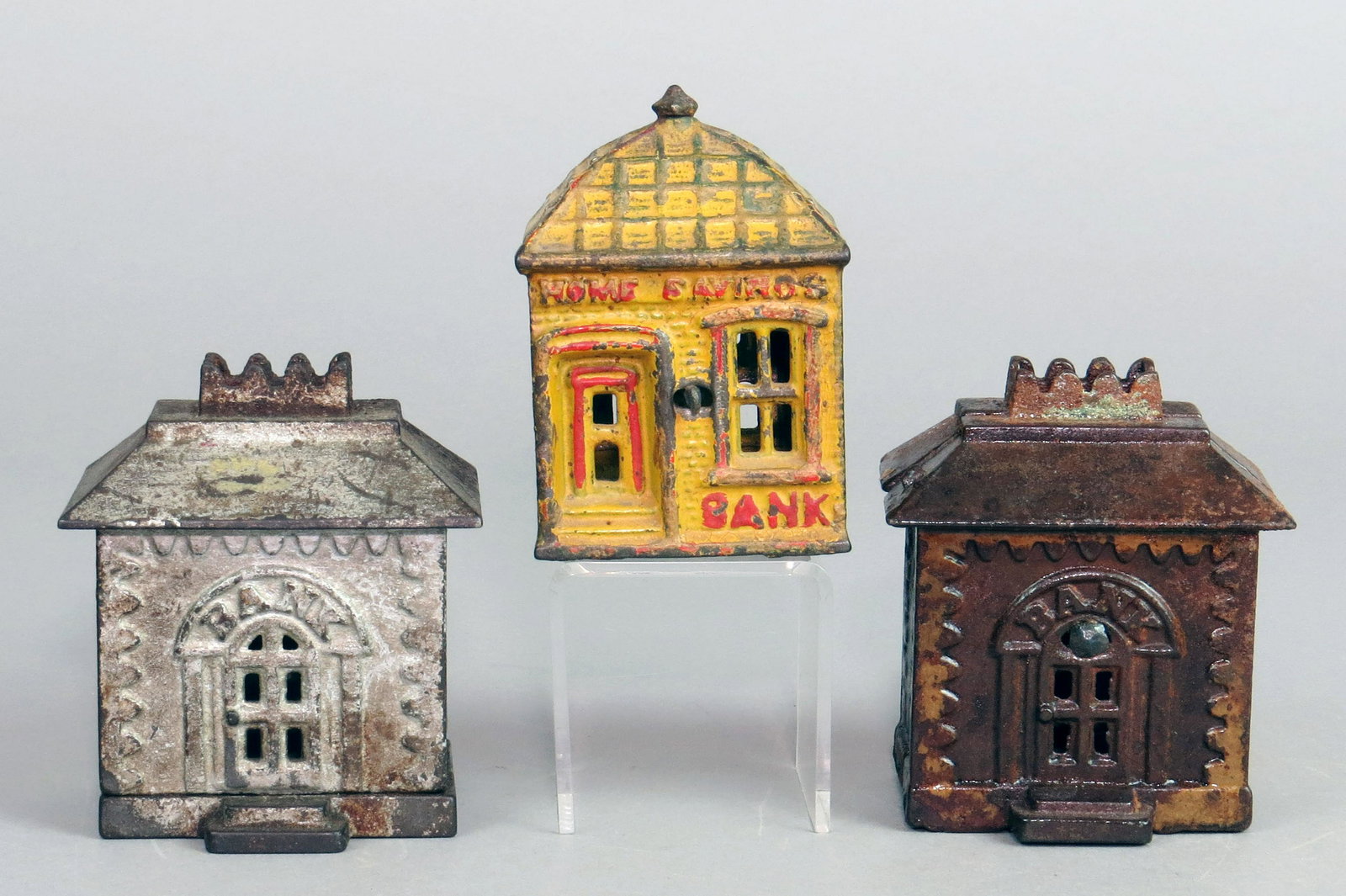 Lot of 3 CI Building Banks (1 of 2)