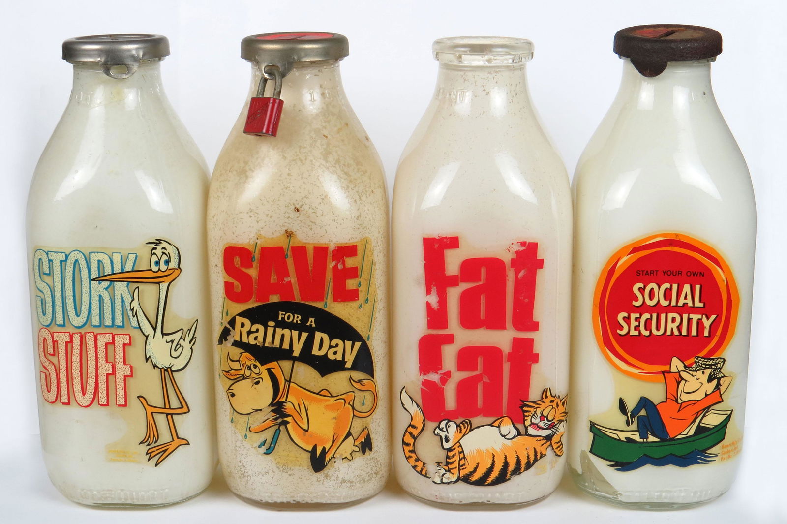 Lot of 4 Glass Bottle Banks (1 of 1)