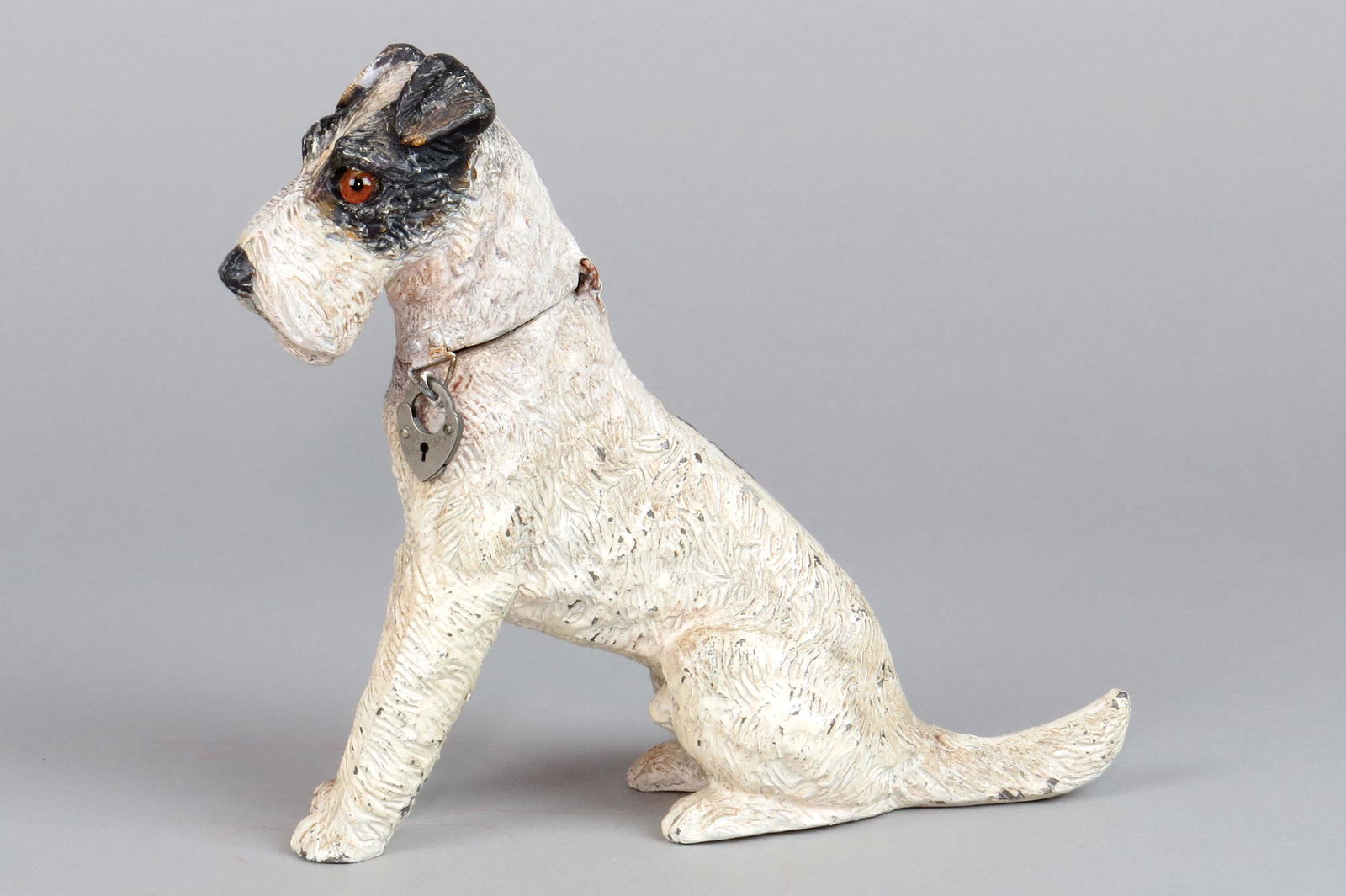 Spelter Seated Wire Haired Terrier Bank (1 of 2)