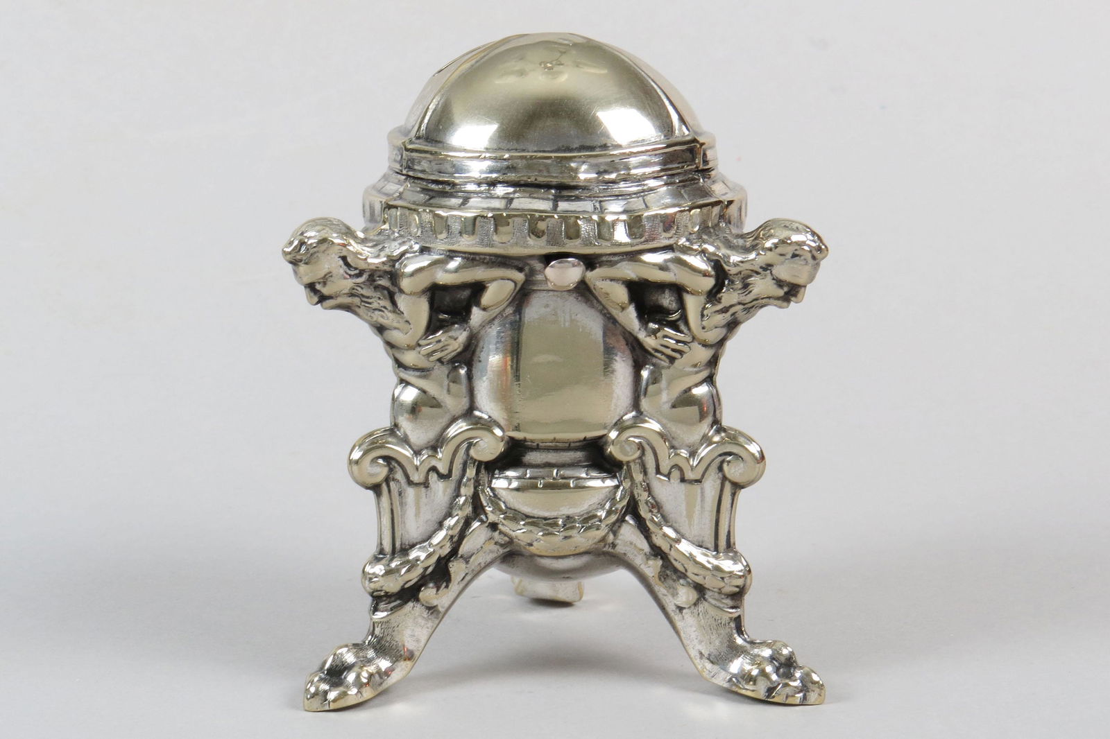 Lead Tri-Footed Silvered Bank (1 of 3)