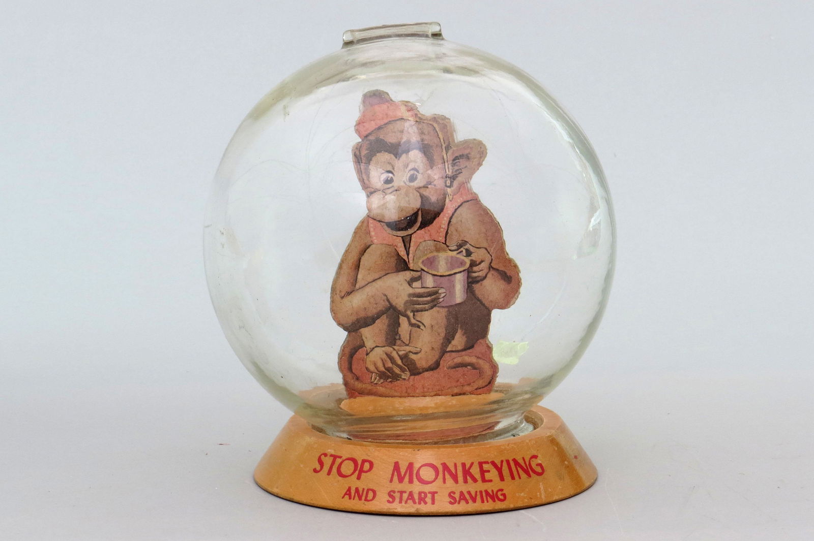 Wood/Glass "Stop Monkeying and Start Saving" Bubble (1 of 3)