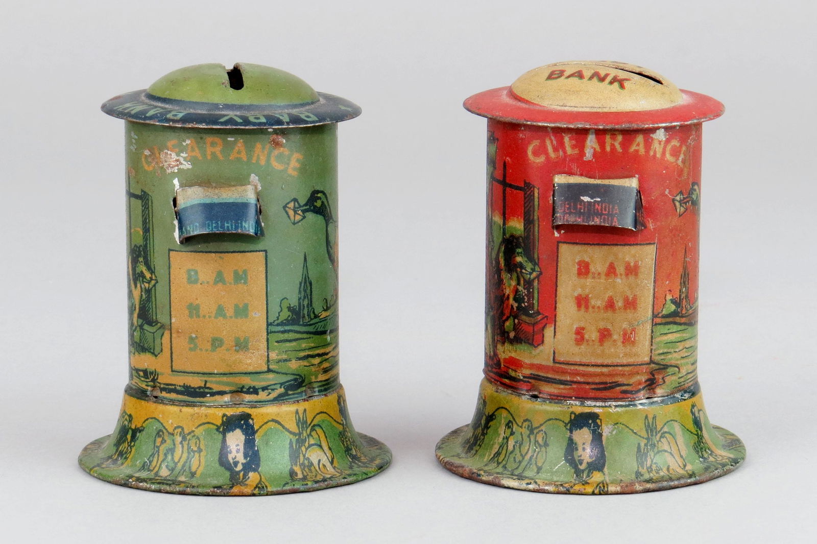 Lot of 2 Tin "Baby Bank" Banks (1 of 3)