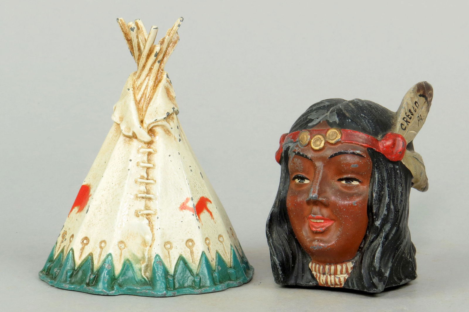 Lot of 2 WM Misc. Banks: 2 Misc. Banks, WM: Teepee, M230, 4 3/8" Pocahontas, M226, 3 1/8